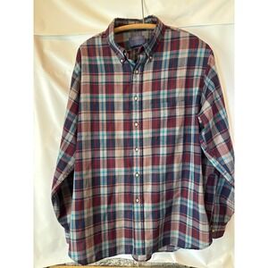 Vintage Pendleton Sir Pendleton Shirt Blue/Maroon Tartan Plaid‎ Virgin Wool, XL